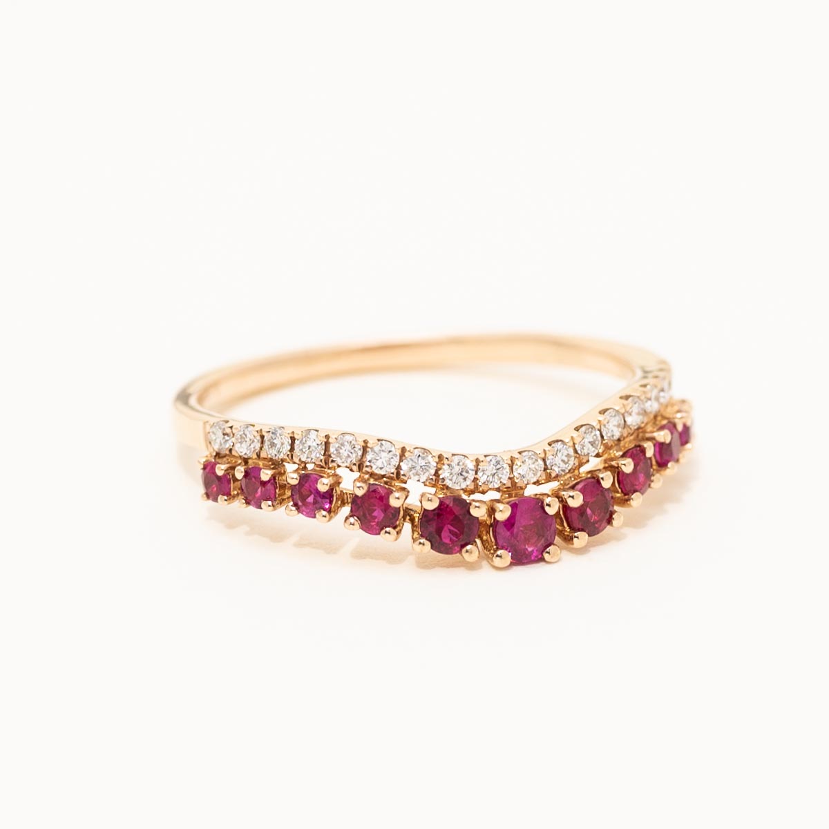 Ruby Curved Band in 14kt Rose Gold with Diamonds (1/7ct tw)