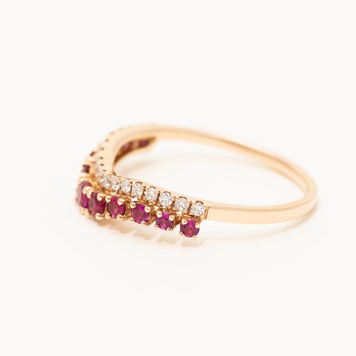 Ruby Curved Band in 14kt Rose Gold with Diamonds (1/7ct tw)