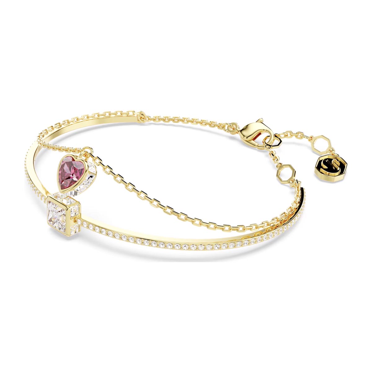 Swarovski Chroma Pink Heart Bangle Bracelet