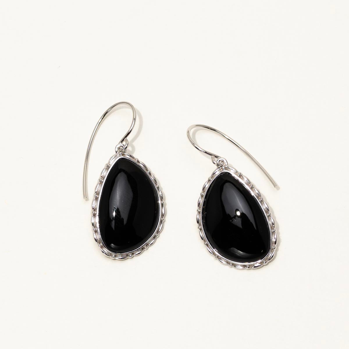 Black Onyx Drop Earrings in Sterling Silver