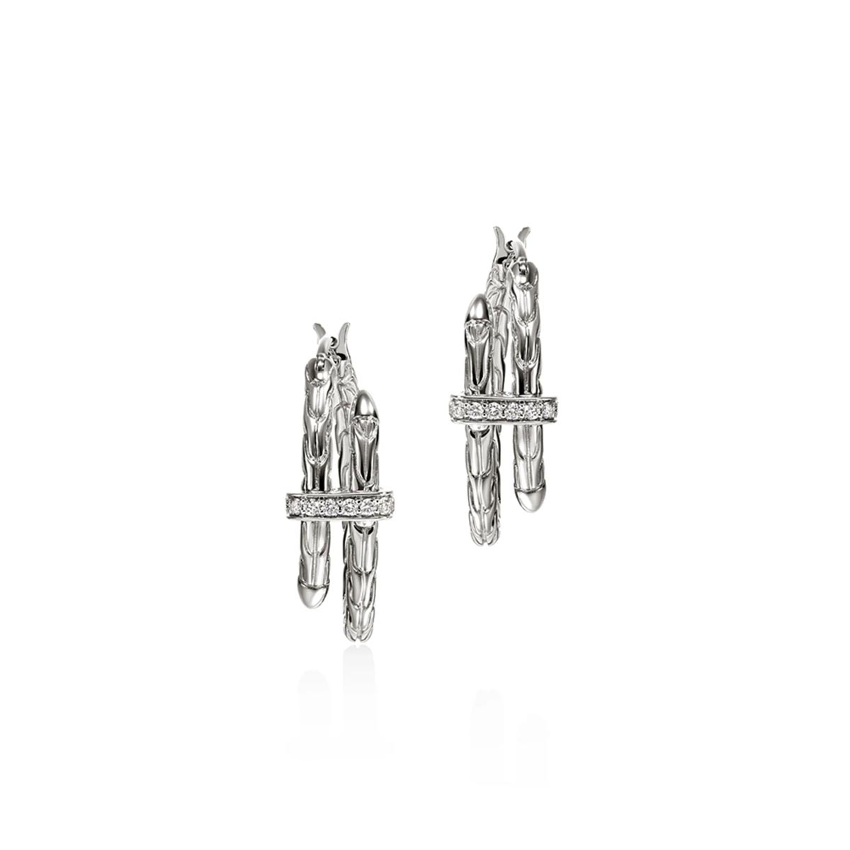 John Hardy Spear Collection Diamond Hoop Earrings in Sterling Silver (1/10ct tw)