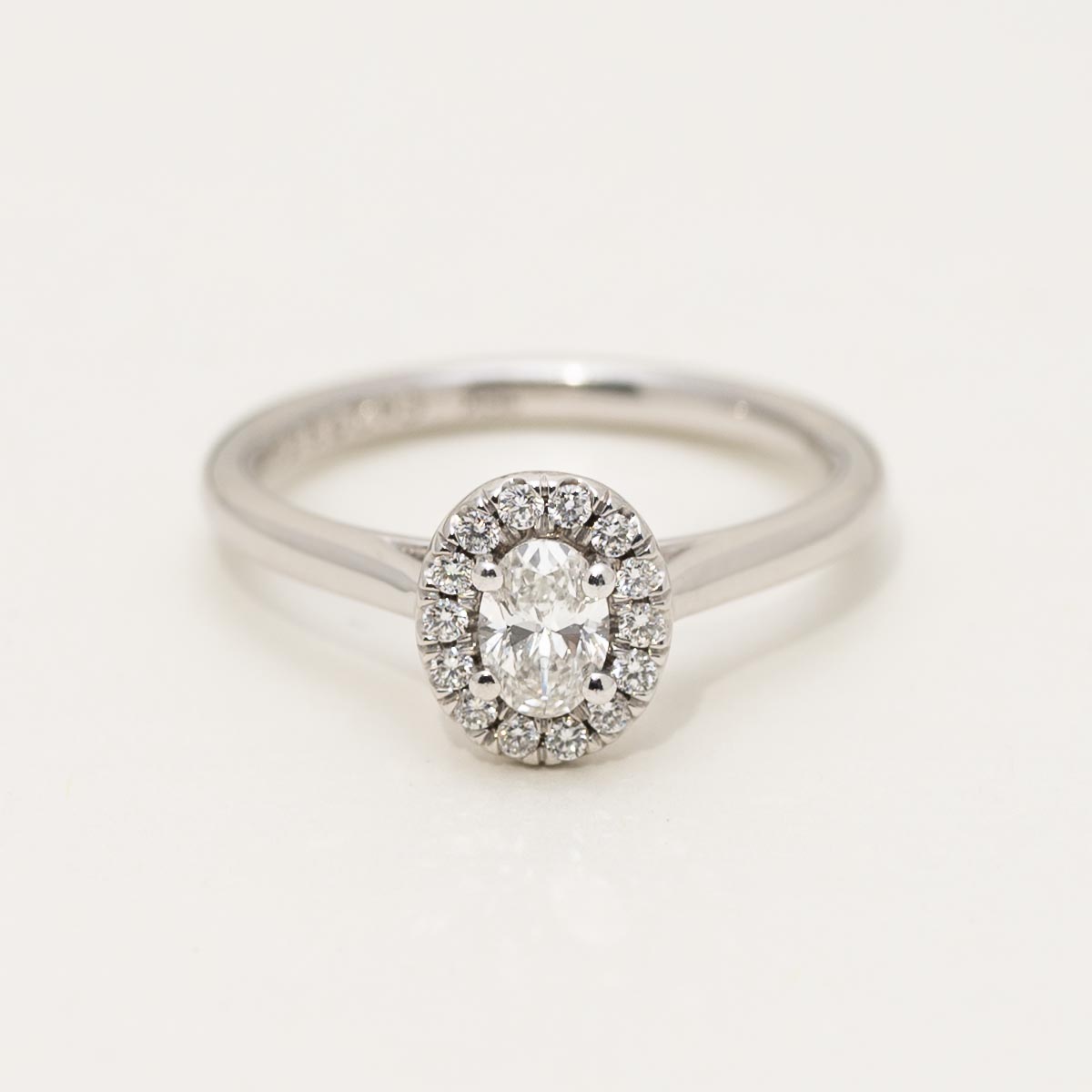 Forevermark Oval Diamond Halo Engagement Ring in 18kt White Gold (3/8ct tw)