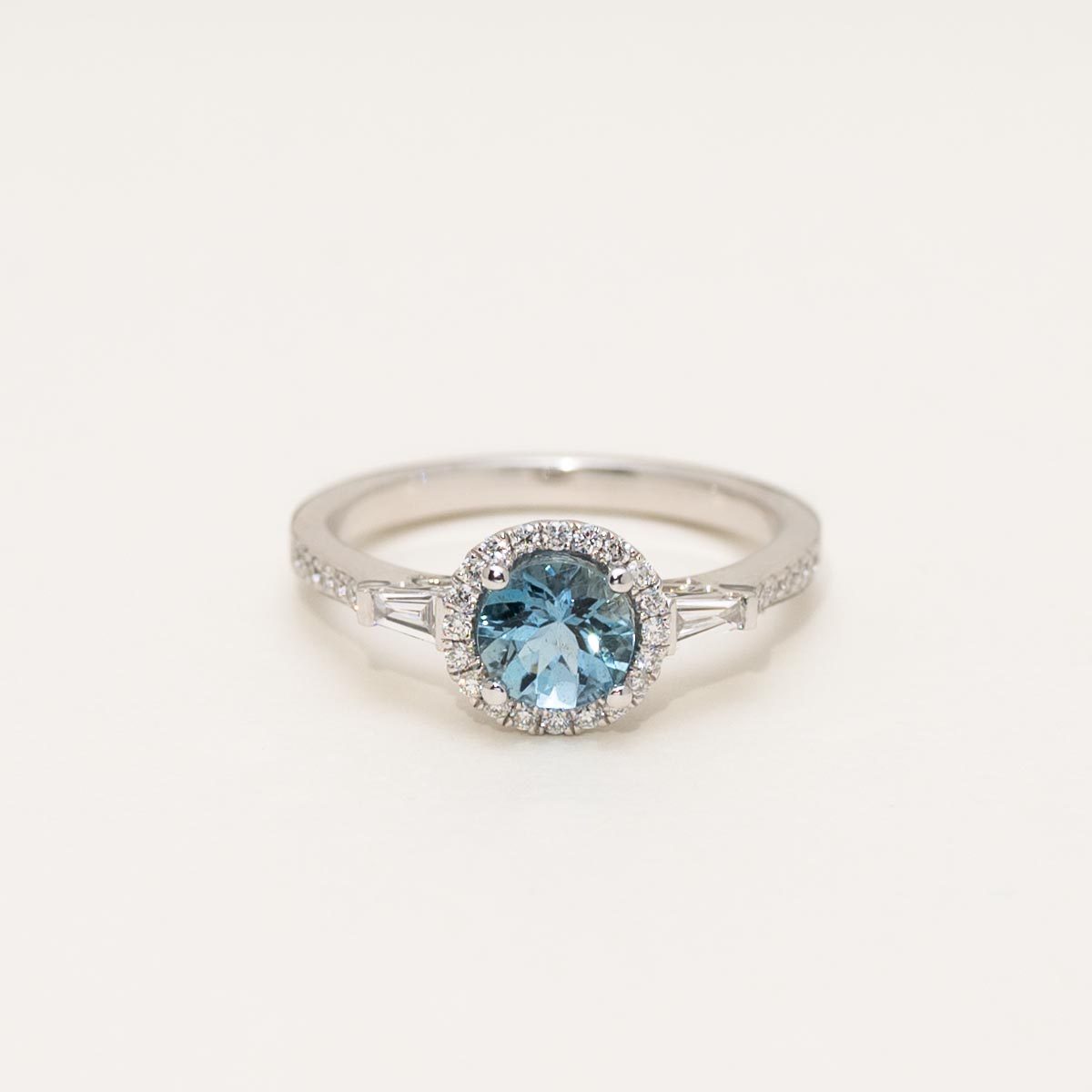 Aquamarine Halo Ring in 14kt White Gold with Diamonds (1/4ct tw)