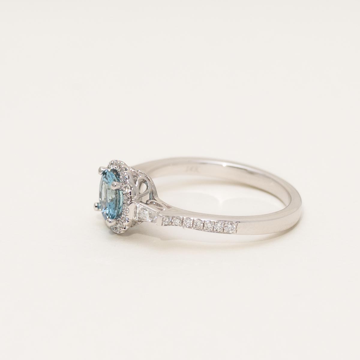 Aquamarine Halo Ring in 14kt White Gold with Diamonds (1/4ct tw)