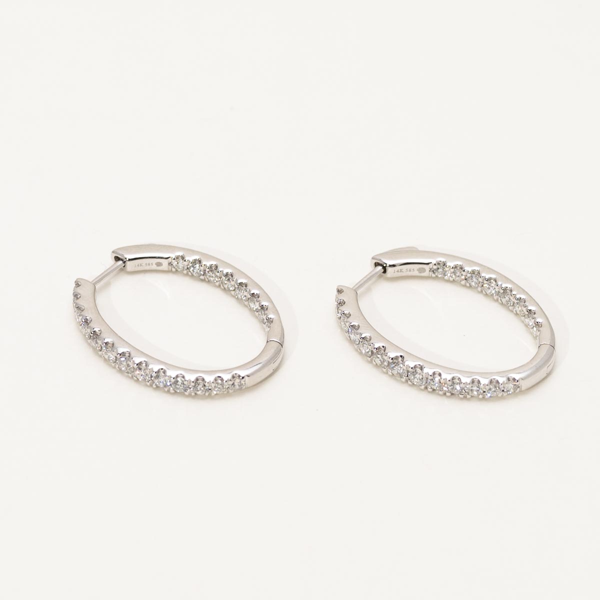 Dabakarov Diamond Oval Inside Out Hoop Earrings in 14kt White Gold (1 1/4ct tw)