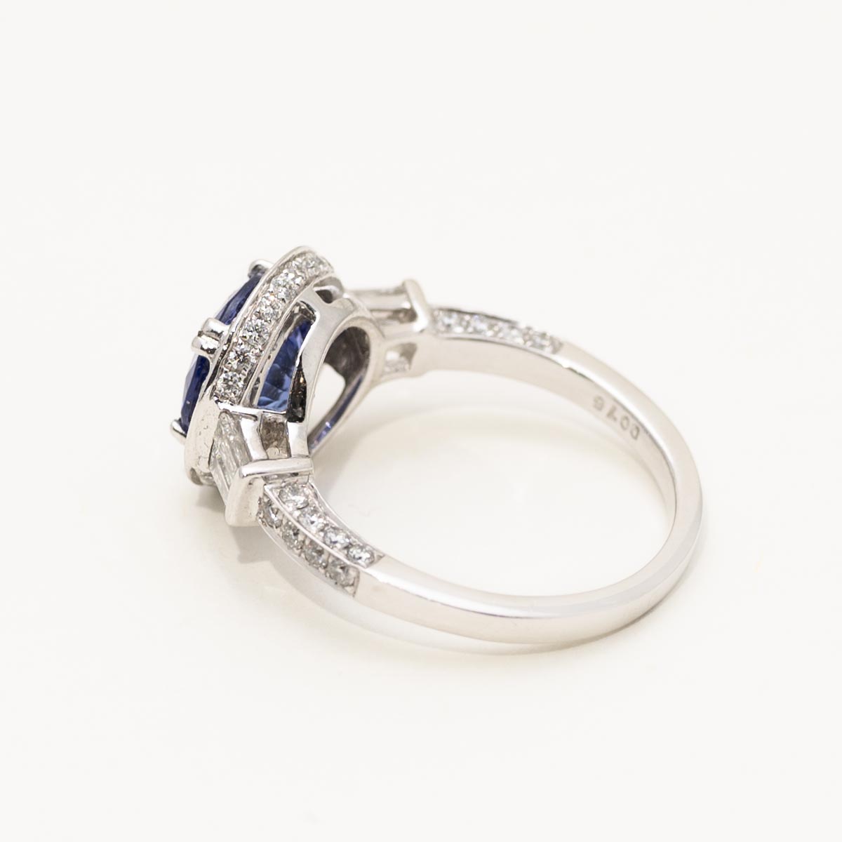 Tanzanite Ring in 14kt White Gold with Baguette and Round Diamonds (3/4ct tw)