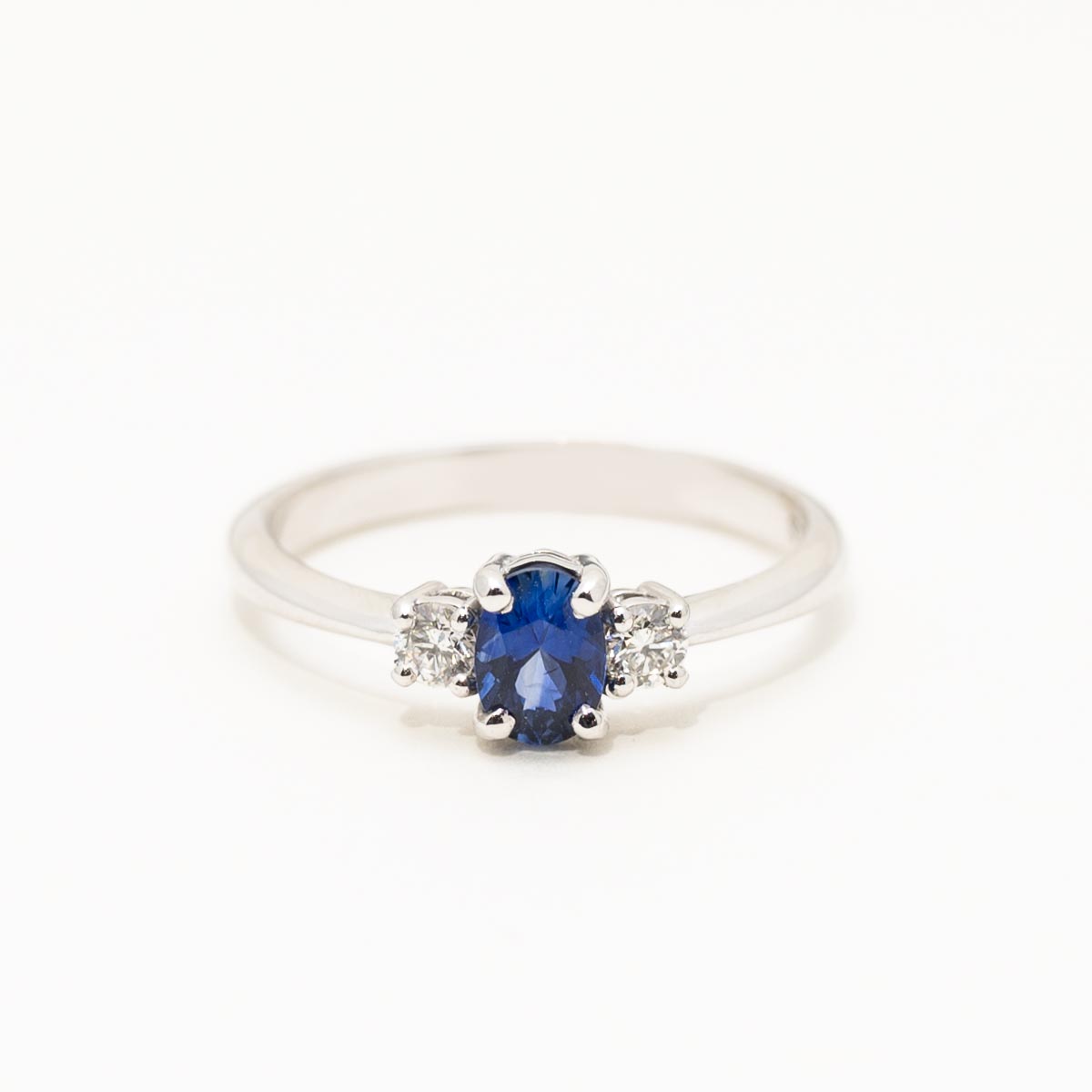 Oval Sapphire Ring in 14kt White Gold with Diamonds (1/7ct tw)