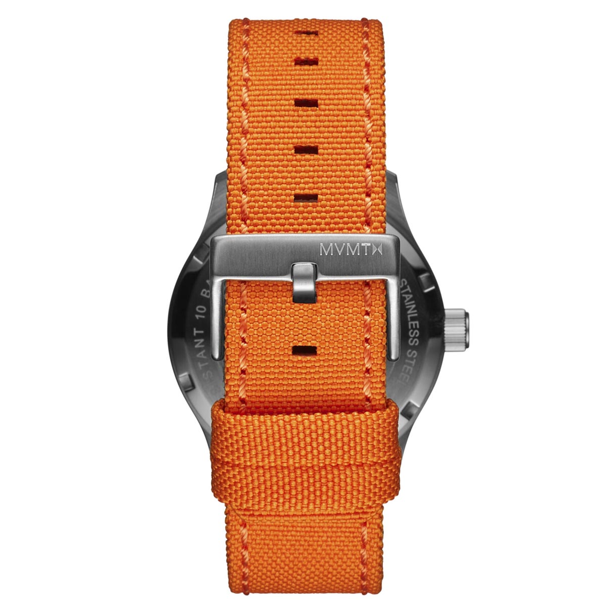 MVMT Field II Mens Watch with White Dial and Orange Nylon Strap (quartz movement)