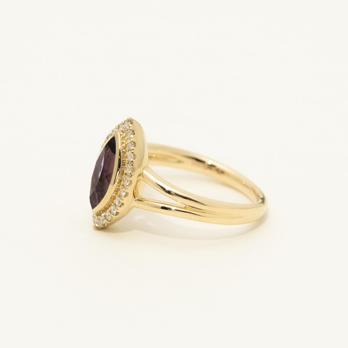 Marquise Amethyst Ring in 14kt Yellow Gold with Diamonds (1/5ct tw)