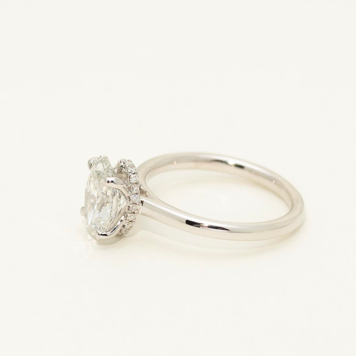 Lab Grown Oval Diamond Engagement Ring with Hidden Halo in 14kt White Gold (2ct tw)