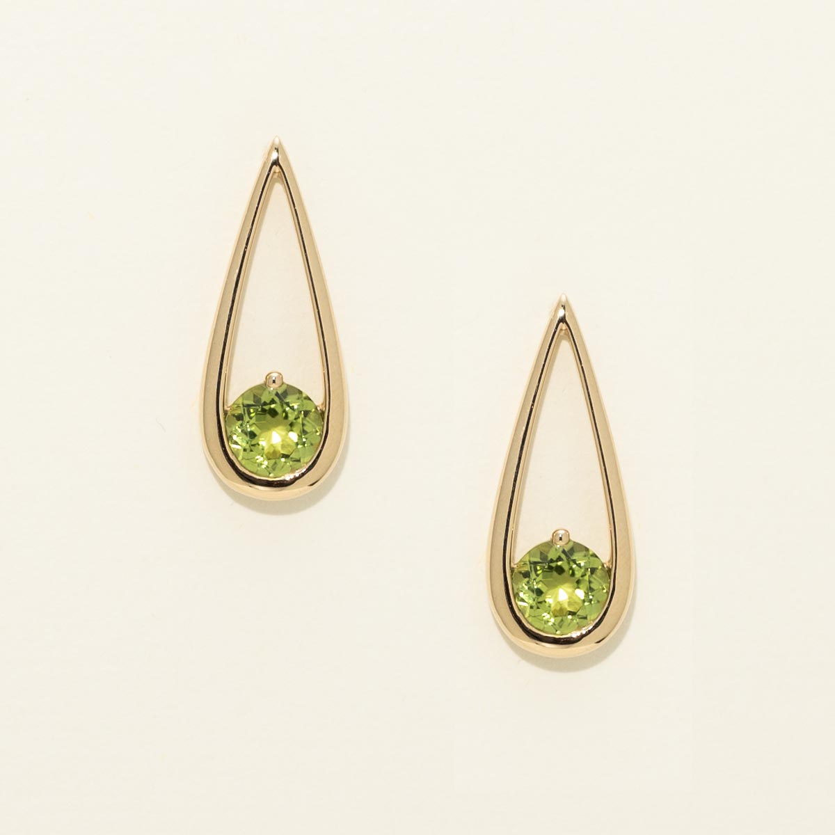 Peridot Drop Earrings in 14kt Yellow Gold