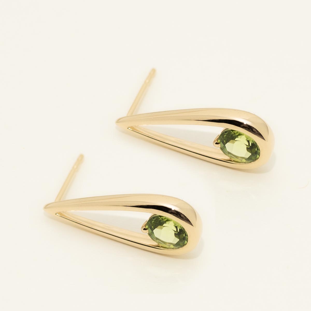 Peridot Drop Earrings in 14kt Yellow Gold