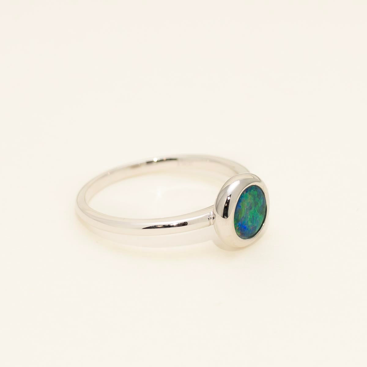 Parlé Australian Opal Doublet Ring in 14kt White Gold