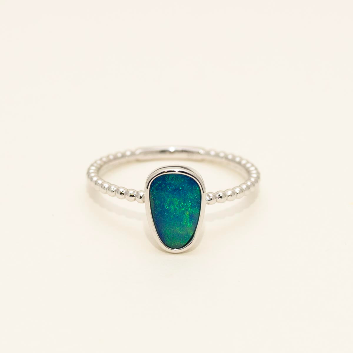 Parlé Australian Opal Doublet Ring in 14kt White Gold