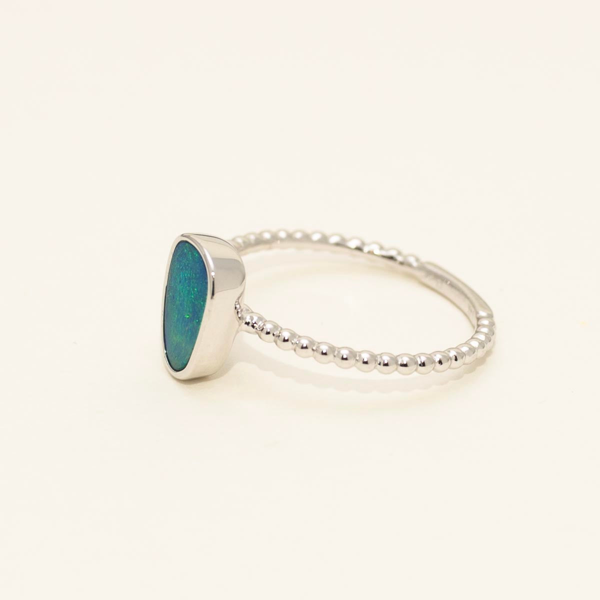 Parlé Australian Opal Doublet Ring in 14kt White Gold