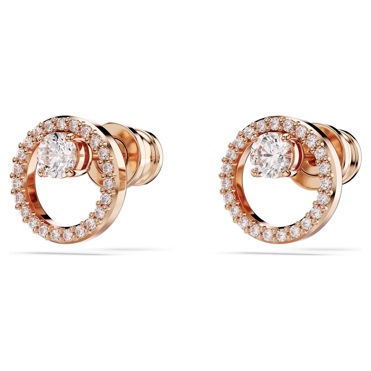 Swarovski Crystal Constella Circle Stud Earrings in Rose Toned Metal