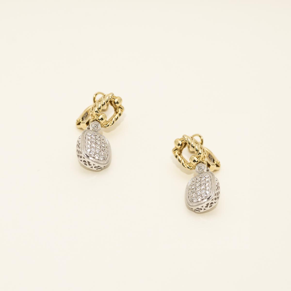 Dabakarov Diamond Link Drop Earrings in 14kt Yellow and White Gold (1/3ct tw)