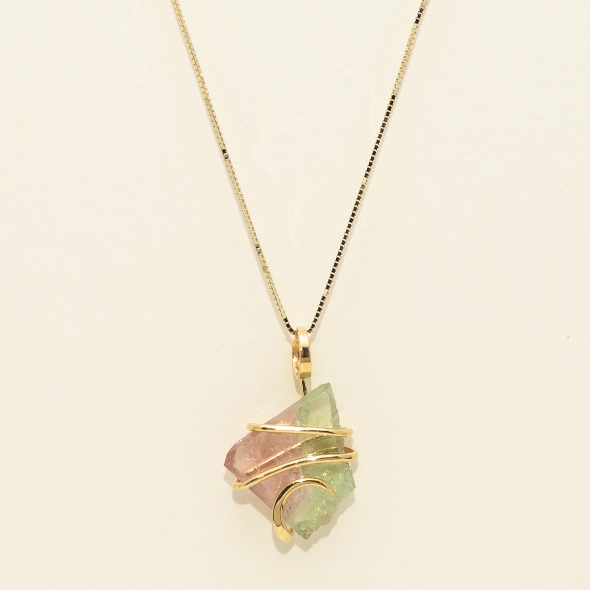 Maine Bicolor Tourmaline Necklace in 14kt Yellow Gold