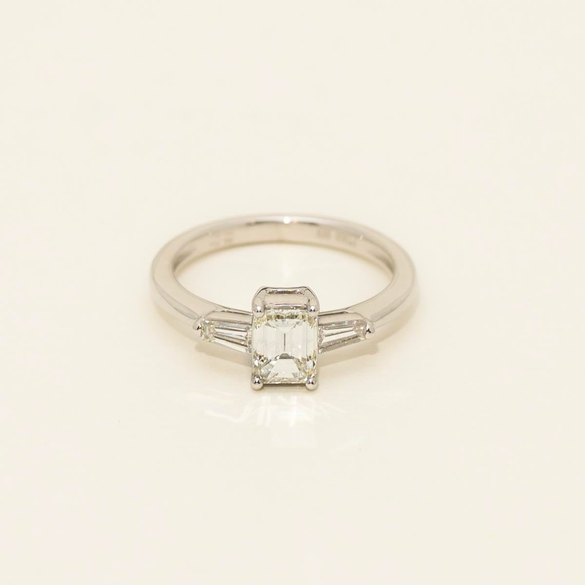 Emerald Cut and Baguette Diamond Engagement Ring in Platinum (1ct tw)