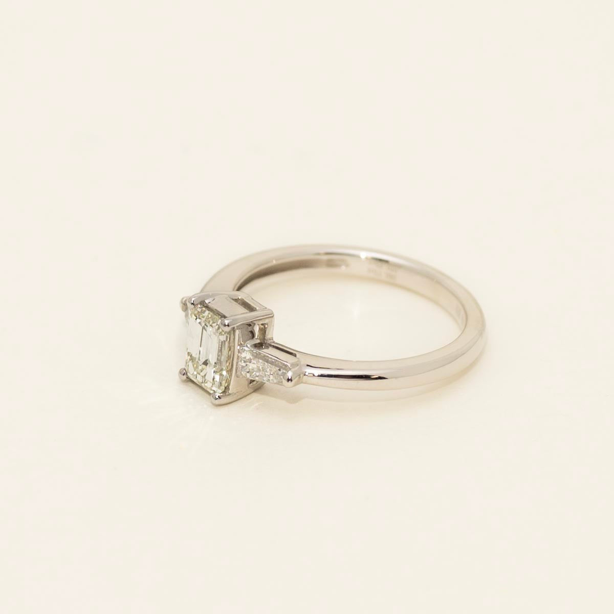 Emerald Cut and Baguette Diamond Engagement Ring in Platinum (1ct tw)