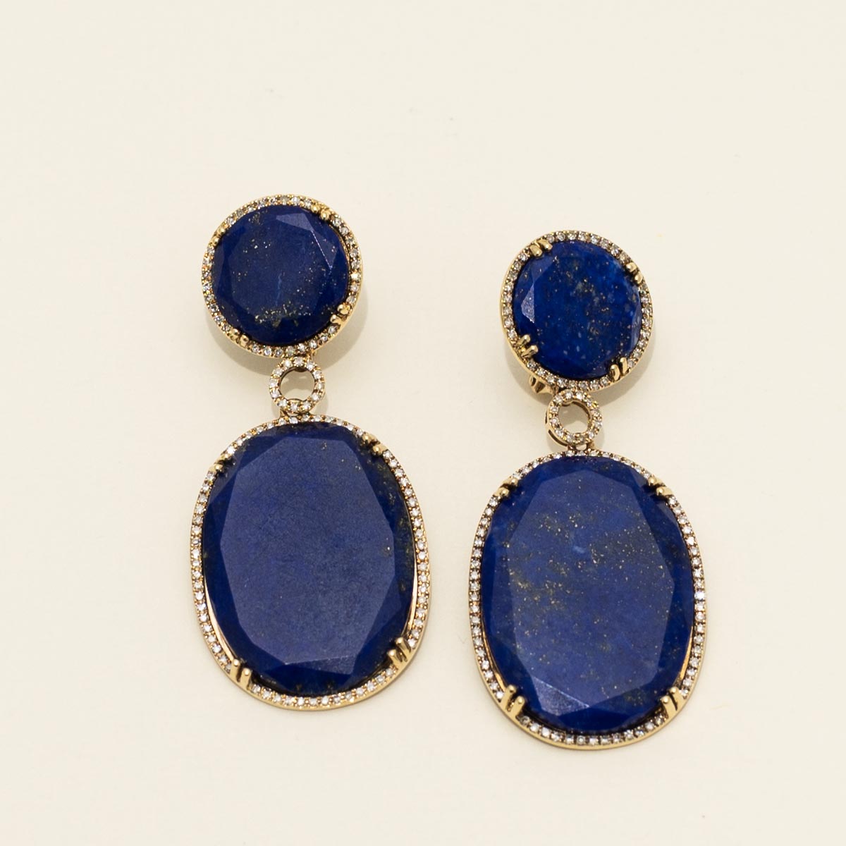 Dabakarov Lapis Lazuli Drop Earrings in 14kt Yellow Gold with Diamonds (1/2ct tw)