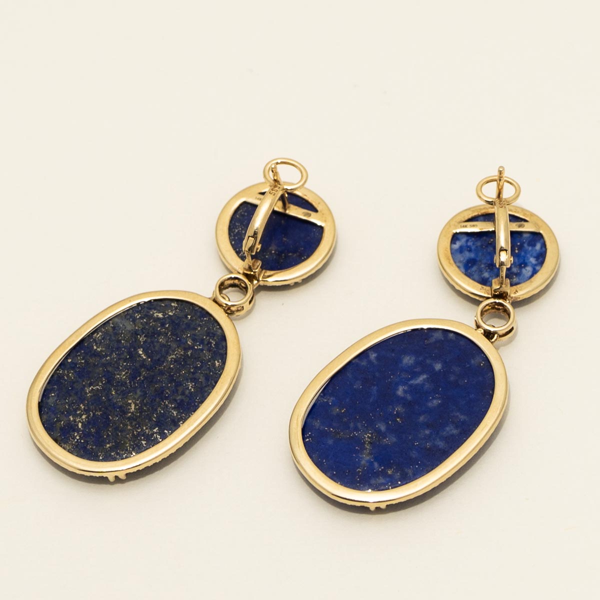 Dabakarov Lapis Lazuli Drop Earrings in 14kt Yellow Gold with Diamonds (1/2ct tw)