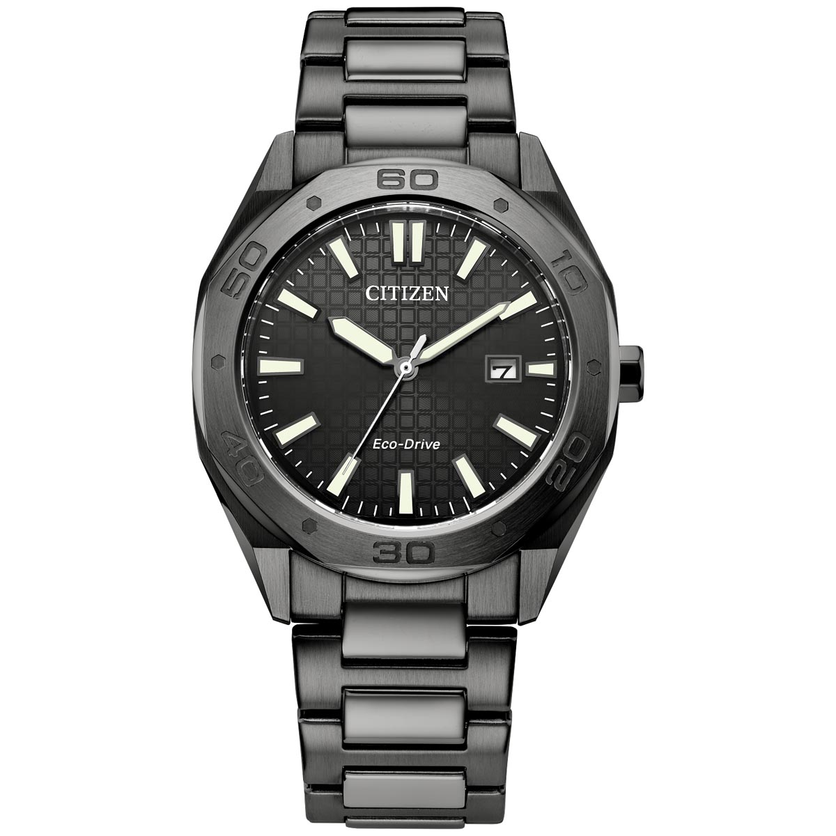 Citizen Weekender Mens Watch with Black Dial and Gray Stainless Steel Bracelet (eco-drive movement)