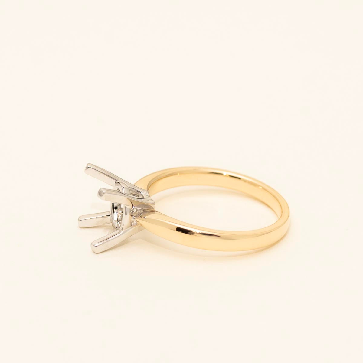 Solitaire Engagement Ring Setting in 14kt Yellow Gold and Platinum