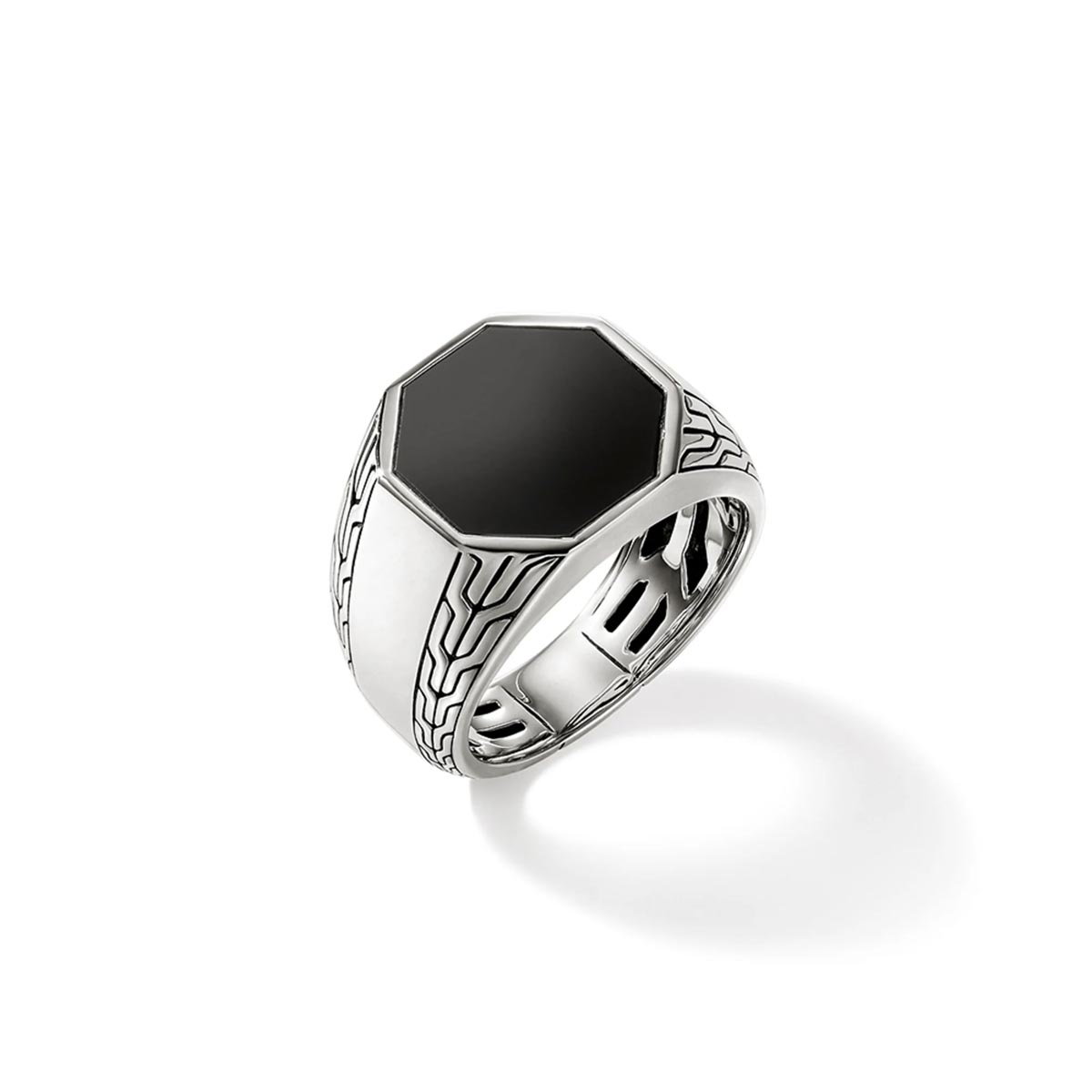 John Hardy ID Series Octagon Black Onyx Signet Ring in Sterling Silver (size 11)