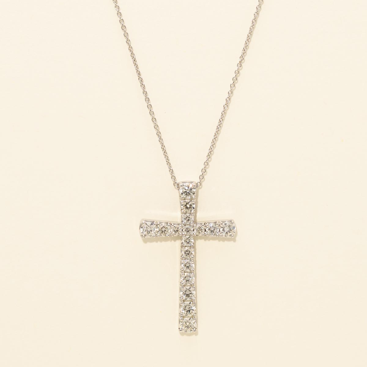 Diamond Cross Necklace in 14kt White Gold (1ct tw)