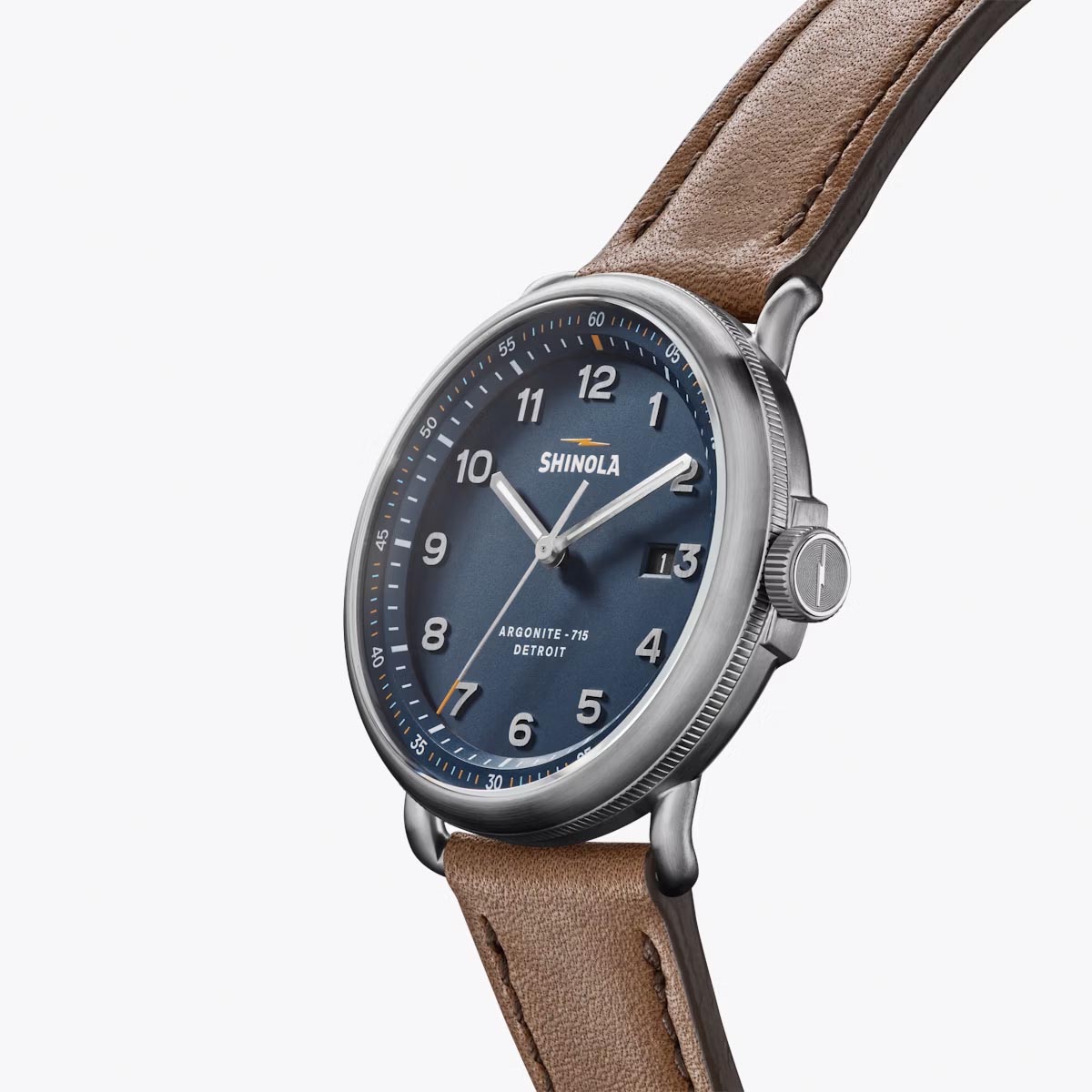 Shinola Canfield Model C56 Mens Watch with Blue Dial and Brown Leather Strap (quartz movement)