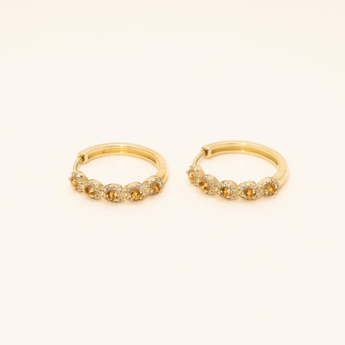 Citrine Hoop Earrings in 14kt Yellow Gold with Diamonds (1/4ct tw)