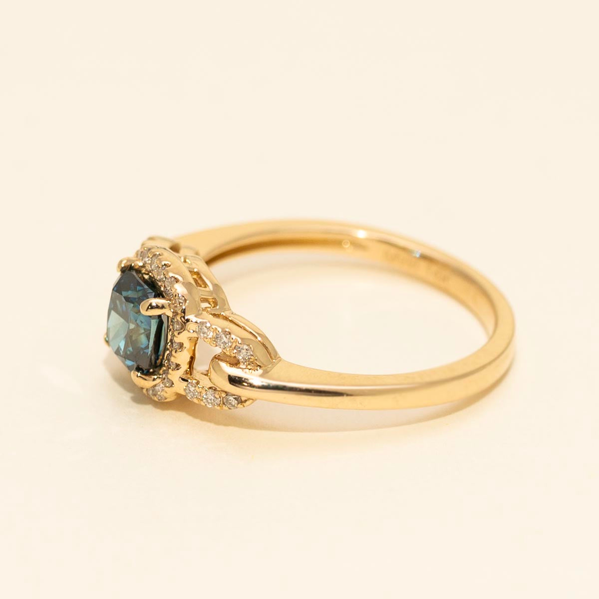 Blue Diamond Halo Engagement Ring in 14kt Yellow Gold (3/4ct tw)