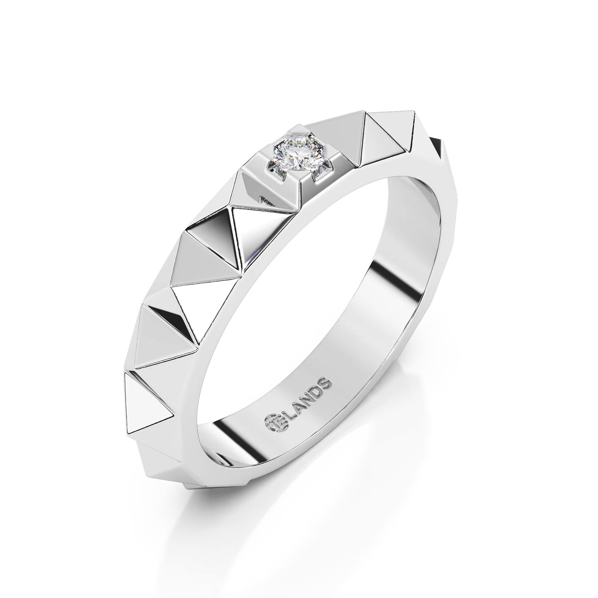 Lands Collection Earth Diamond Ring in White Modern Electrum (1/20tw)