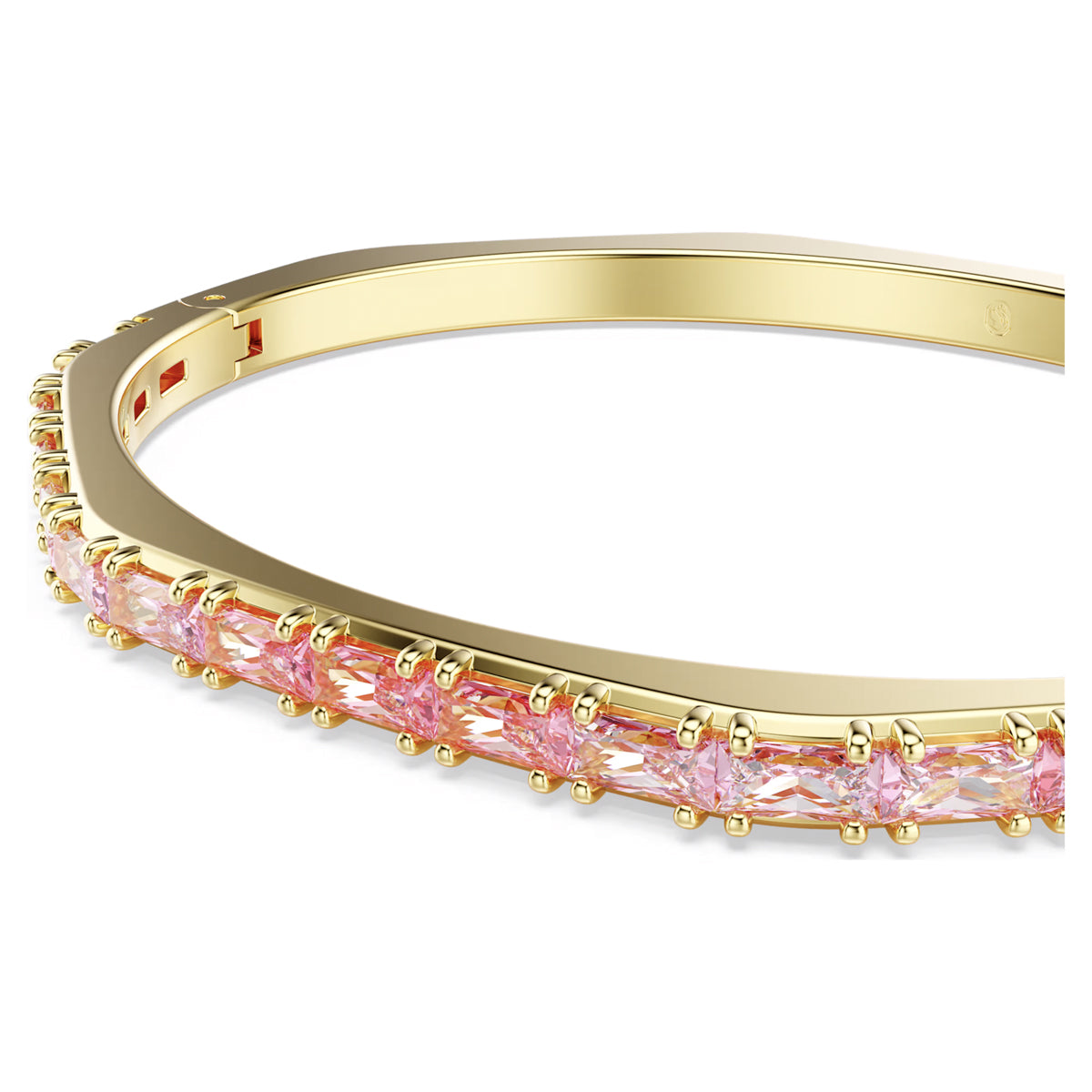 Swarovski Matrix Pink Crystal Bangle Bracelet in Yellow Tone Plate