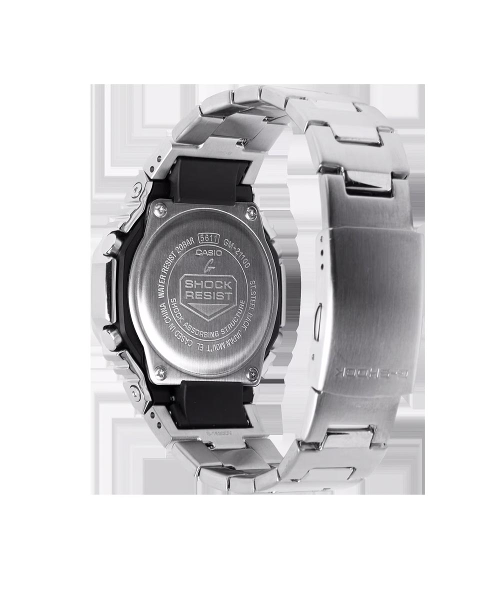 G-Shock 2100 Series Mens Watch with Navy Dial and Stainless Steel Bracelet (solar movement)