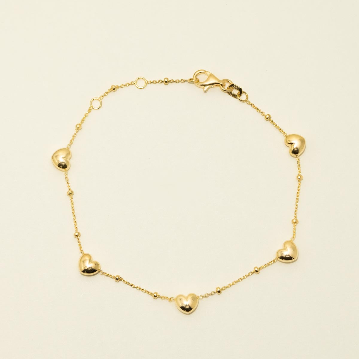 Puffed Heart Bracelet in 14kt Yellow Gold