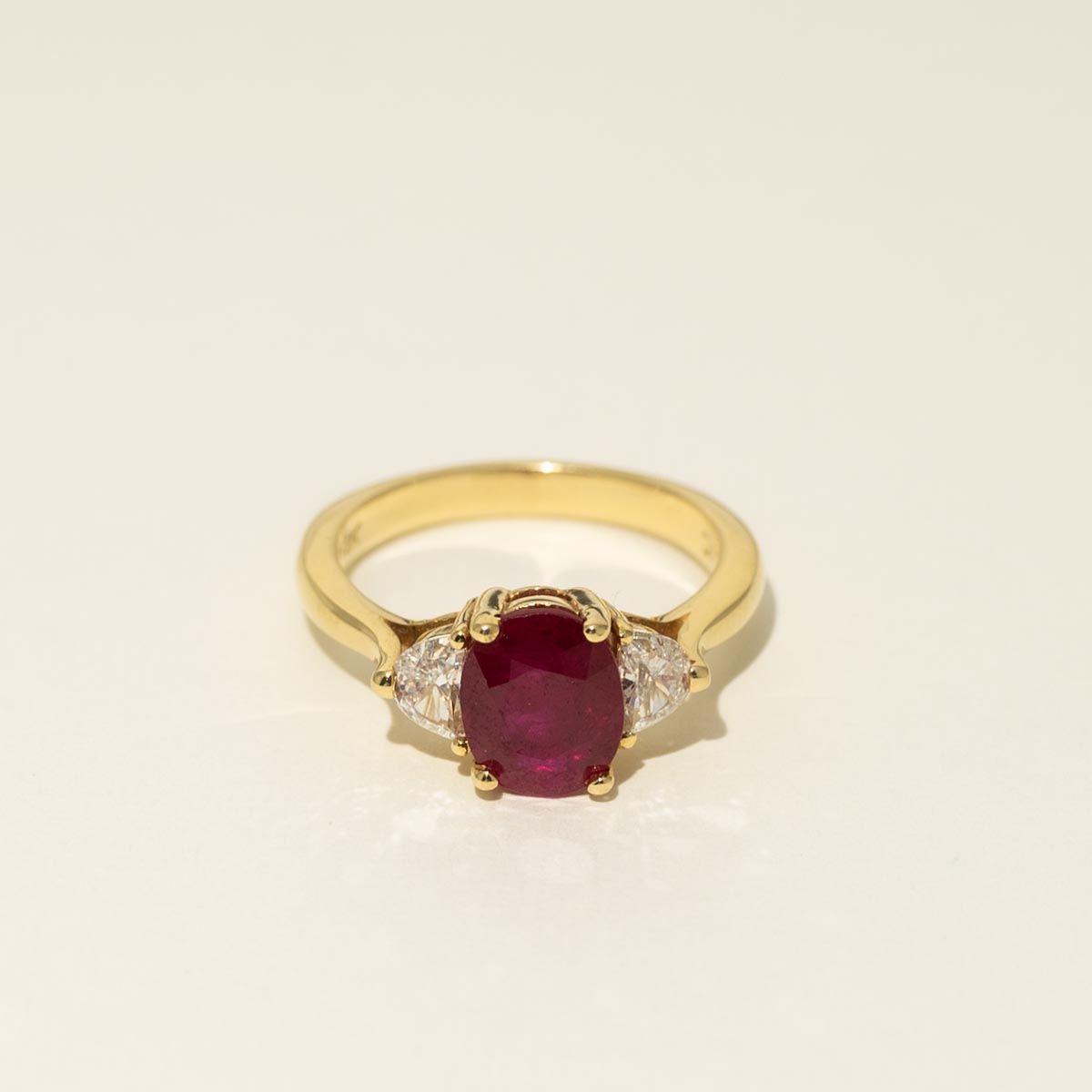 Oval Ruby Ring in 18kt Yellow Gold with Diamonds (1/2ct tw)