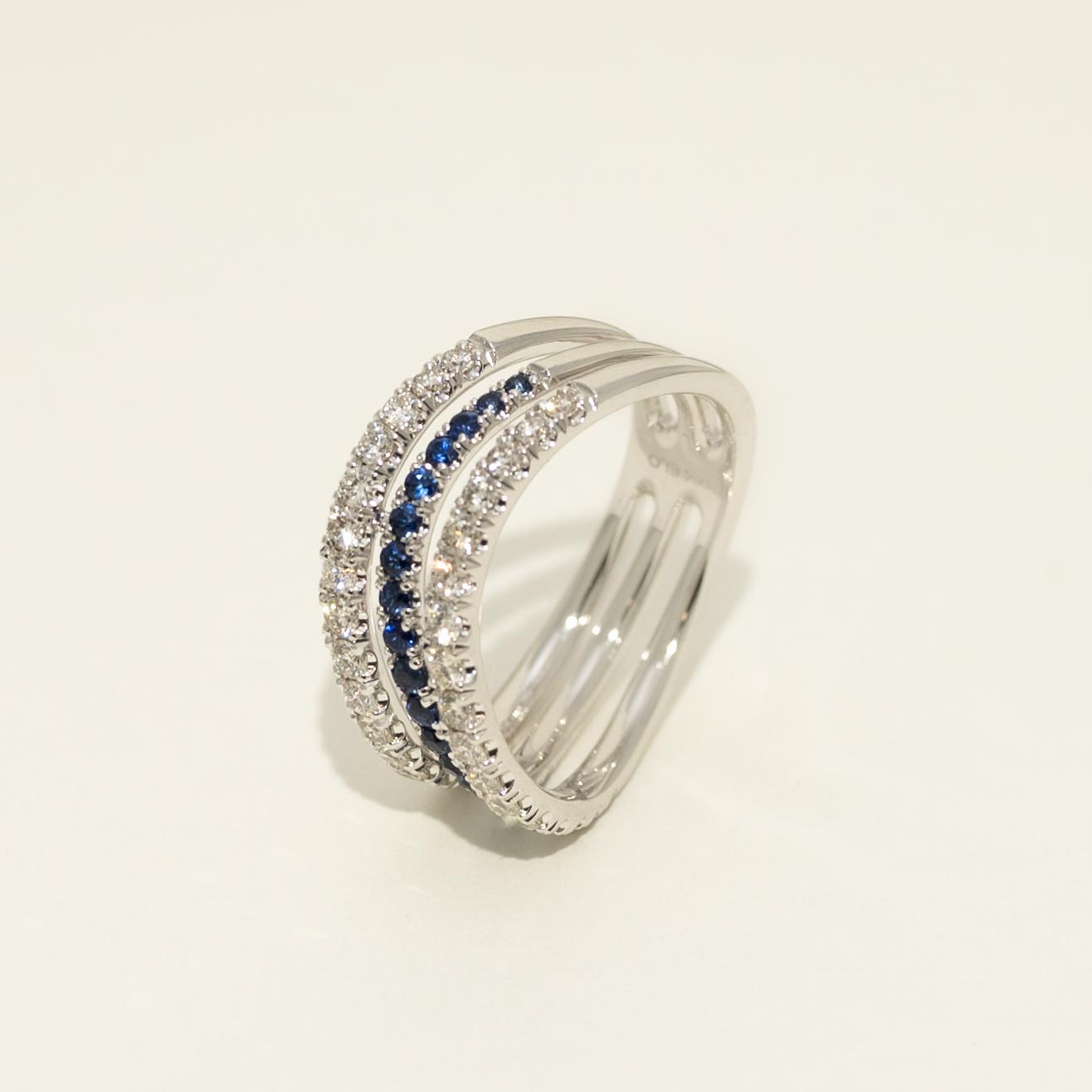 Diamond and Sapphire Fashion Ring in 14kt White Gold (5/8ct tw)