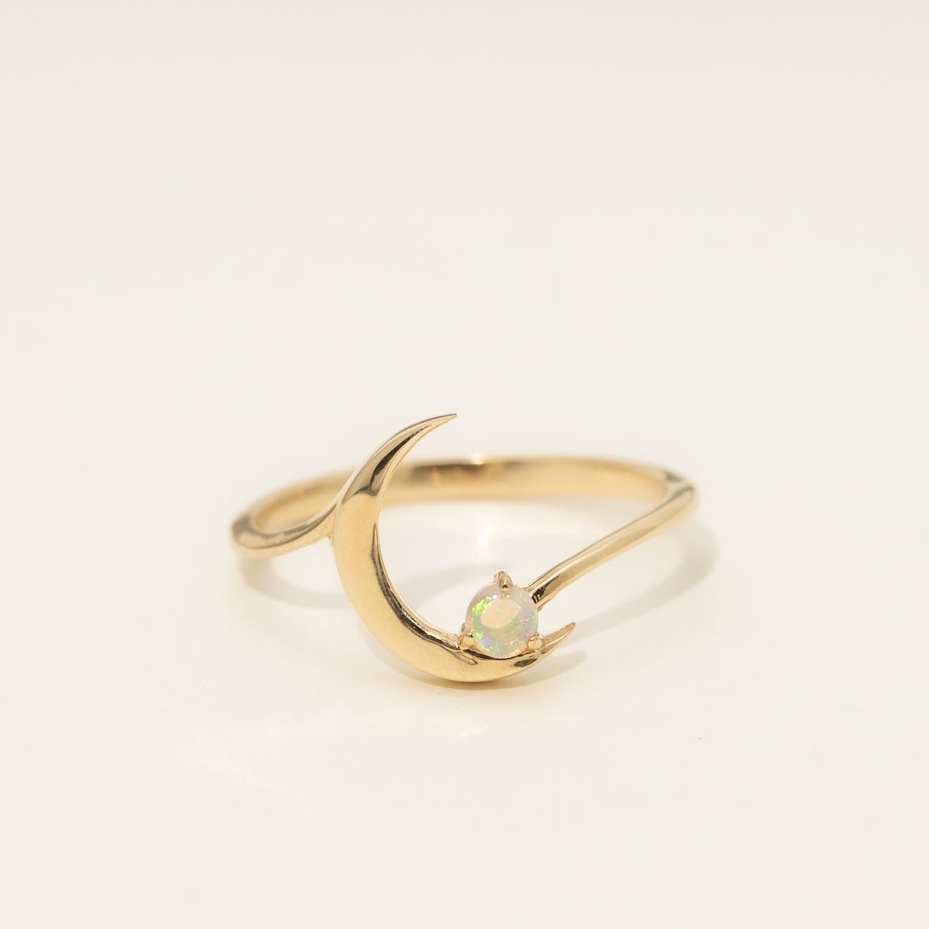 Parlé Australian Opal Moon Ring in 14kt Yellow Gold