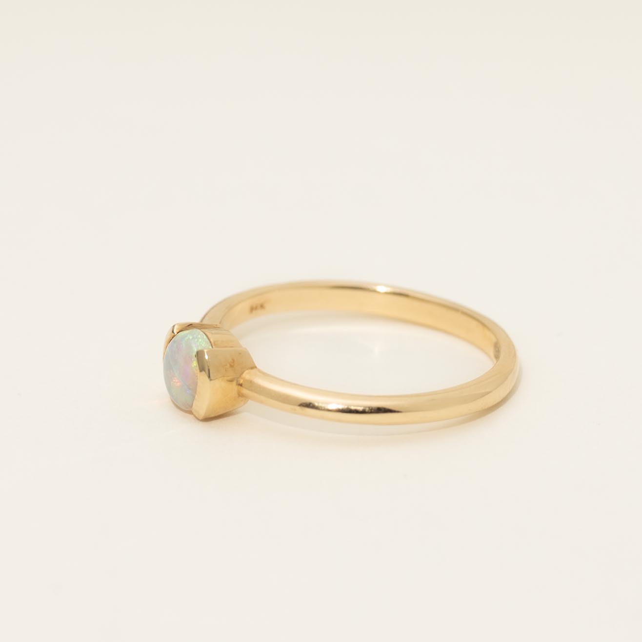 Parlé Australian Opal Bezel Ring in 14kt Yellow Gold