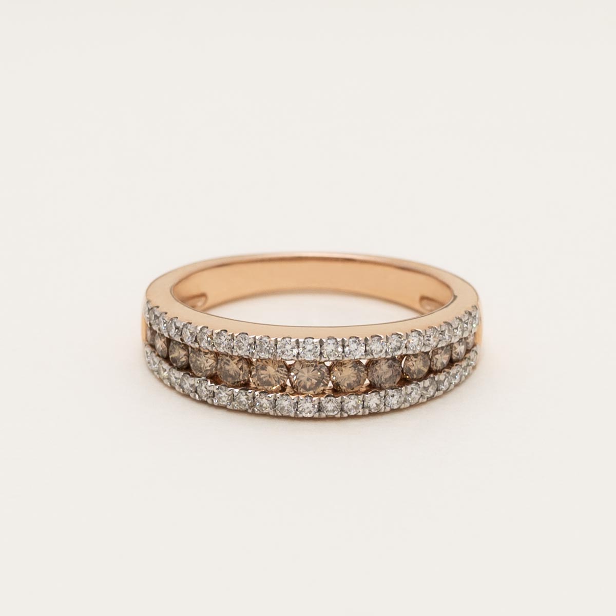 Estate Champagne and White Diamond Ring in 14kt Rose Gold (7/8ct tw)