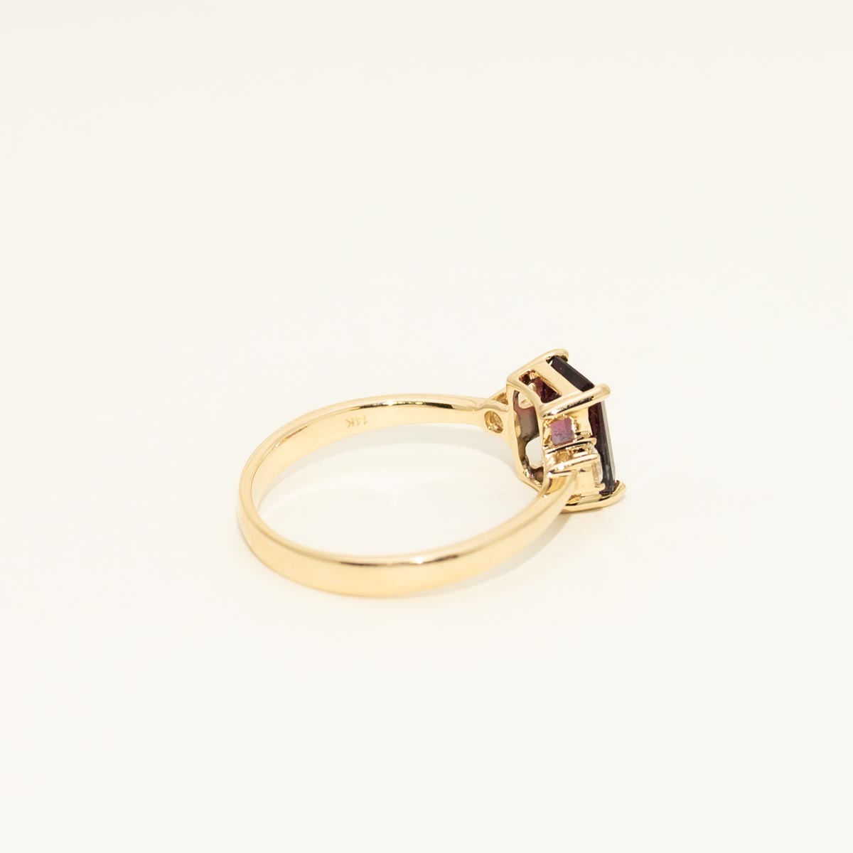 Emerald Cut Bicolor Tourmaline Ring in 14kt Yellow Gold with Diamonds (1/10ct tw)