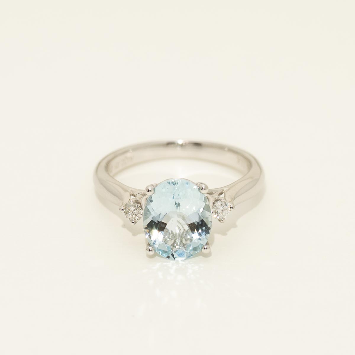 Oval Aquamarine Ring in 14kt White Gold with Diamonds (1/7ct tw)