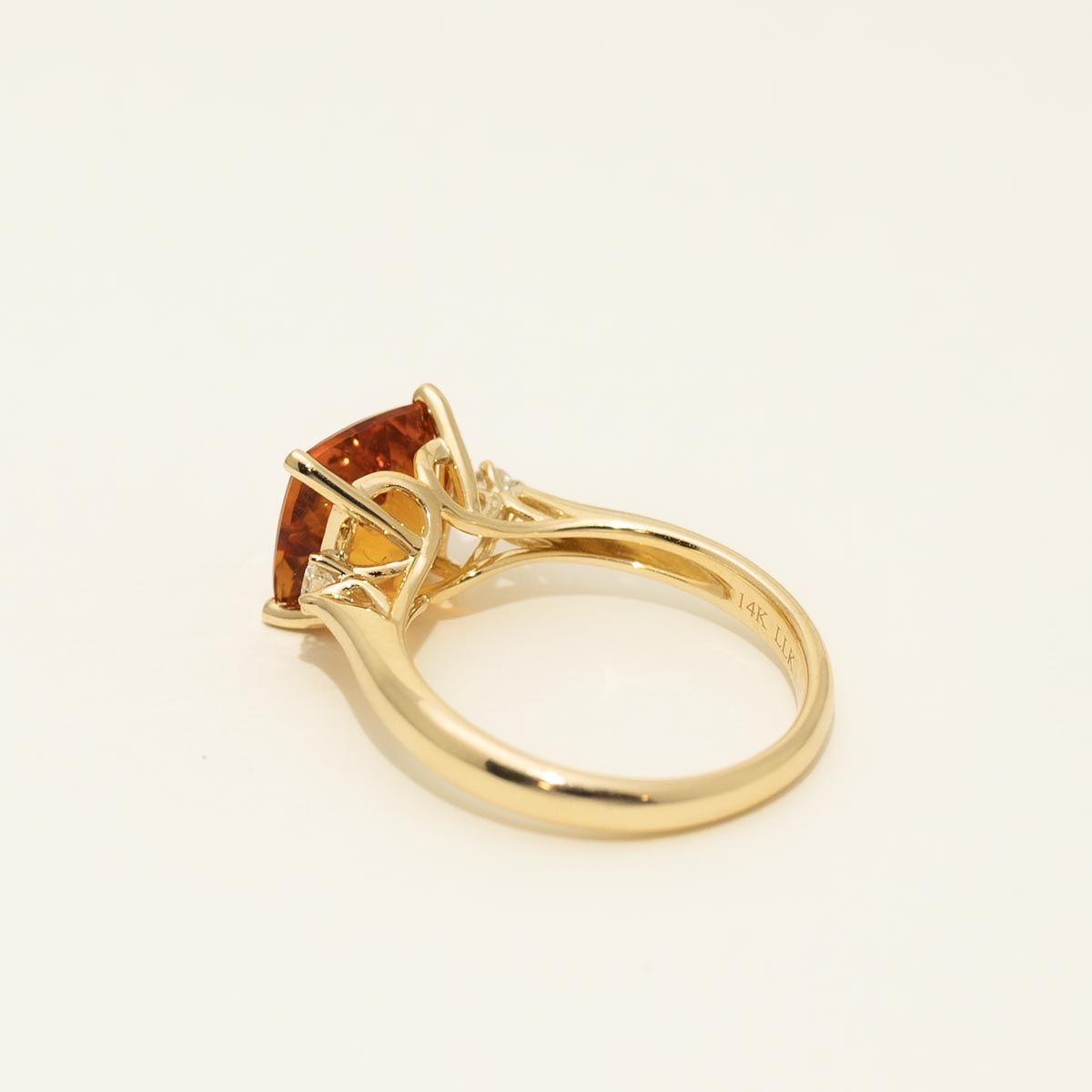 Cushion Cut Citrine Ring in 14kt Yellow Gold with Diamonds (1/7ct tw)