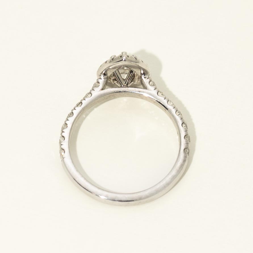 Estate Forevermark Pear Diamond Halo Engagement Ring in 18kt White Gold (1 3/8ct tw)